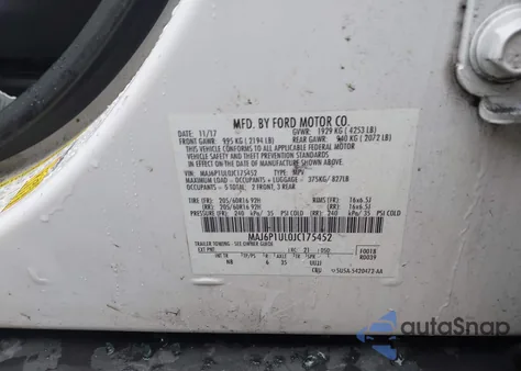 2018 Ford Ecosport Se из США, поврежденный, VIN MAJ6P1UL0JC175452